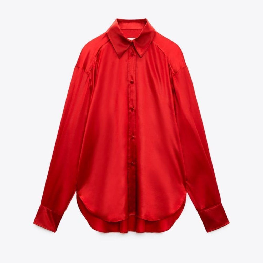 ZARA PURE SILK MODEST BLOUSE - NWT